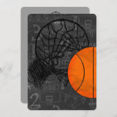 バーバルミツワー招待状バスケットボールテーマ 招待状 (正面/裏面)