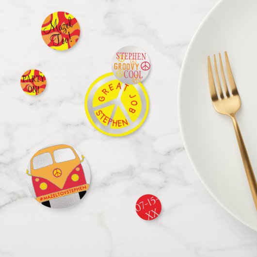 バーバルミツワー紙吹雪シルビーオレンジ&イエローズ コンフェッティ (グループ)