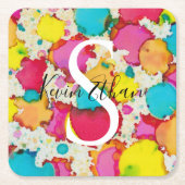 バーバルミツワー紙吹雪スクエア紙コースター スクエアペーパーコースター (正面)