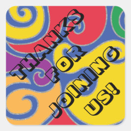 バーバルミツワー銀色スワールスクエアステッカー スクエアシール