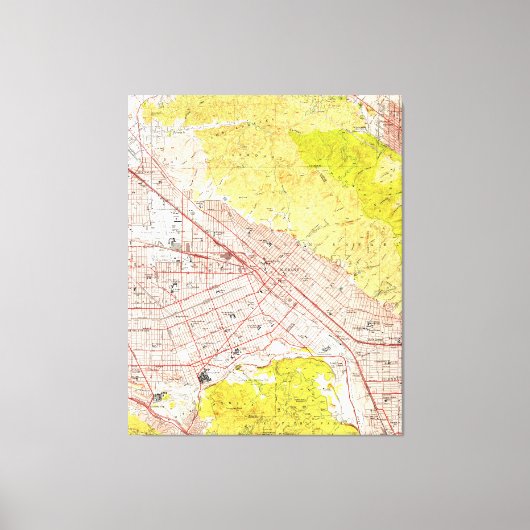 バーバンク・カリフォルニアのヴィンテージの地図（1953年） キャンバスプリント (正面)