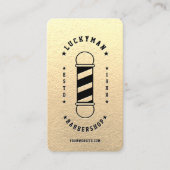 バーバークラシックショップエレガント金ゴールドブラック理容師ポール 名刺 (正面)