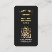 バーバークラシックショップエレガント金ゴールドブラック理容師ポール 名刺 (裏面)