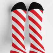 バーバーショップアジ赤と白アゴナルストライプ ソックス (上部)