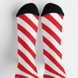 バーバーショップアジ赤と白アゴナルストライプ ソックス