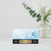 バーバーショップオーナー | 理容師ポールロゴ 名刺 (スタンド正面)