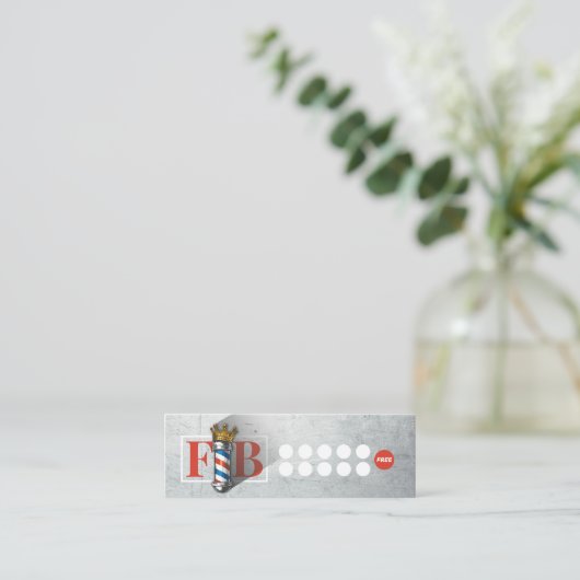 バーバーショップクラウン理容師ポールヘアサロンロイヤリティQR スキニー名刺 (スタンド正面)