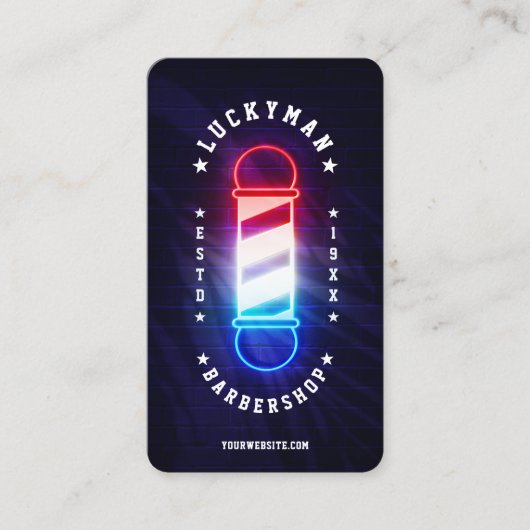 バーバーショップクラシック赤白青理容師ポール 名刺 (正面)