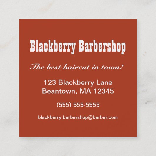 バーバーショップサイン広場パーソナライズ スクエア名刺 (裏面)