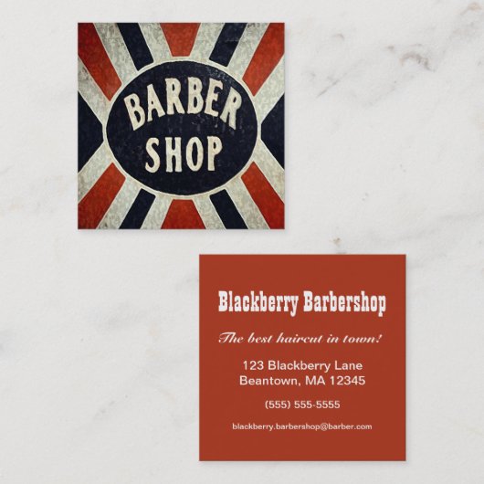 バーバーショップサイン広場パーソナライズ スクエア名刺 (正面/裏面)