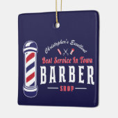 バーバーショップスタイリスト最高のサービス理容師モノグラム セラミックオーナメント (左)
