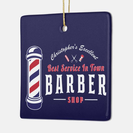 バーバーショップスタイリスト最高のサービス理容師モノグラム セラミックオーナメント (左)