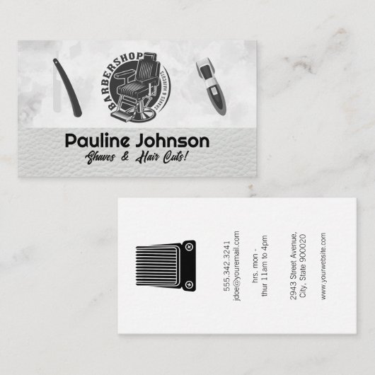 バーバーショップチェア | ヘアのカットツール 名刺 (正面/裏面)