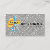 バーバーショップパターン |理容師シザーズロゴ 名刺 (正面)