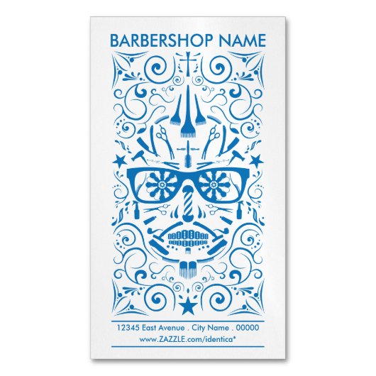 バーバーショップパンクスカル マグネット名刺 (正面縦)