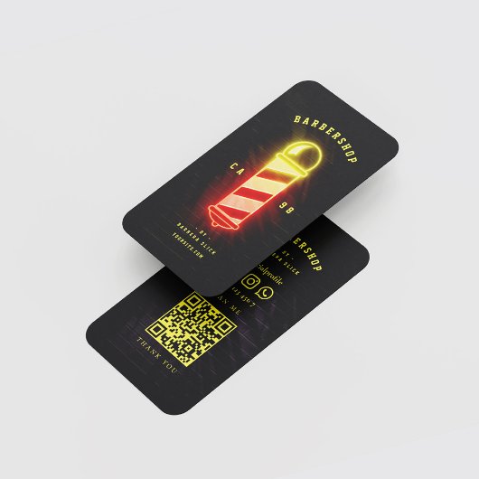 バーバーショップヘアスタイリスト白熱［赤熱］光を放つ理容師ズポール 名刺