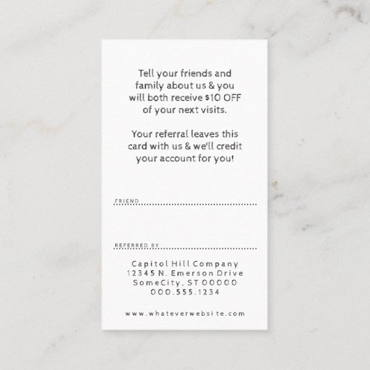 バーバーショップポールは友人を参照 紹介カード (裏面)