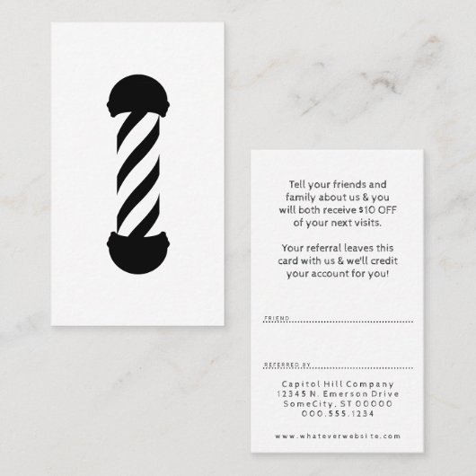 バーバーショップポールは友人を参照 紹介カード (正面/裏面)