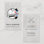 バーバーショップポール | ホワイトストーン | はさみ 名刺 (正面/裏面)