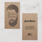 バーバーショップマスター理容師素朴クラフトヘア 名刺 (正面/裏面)
