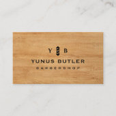 バーバーショップモノグラムパーバープール素朴ウッド 名刺 (正面)