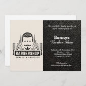 バーバーショップレザーはオープン日に見える 招待状 (正面/裏面)