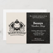 バーバーショップレザーはオープン日に見える 招待状 (正面/裏面)