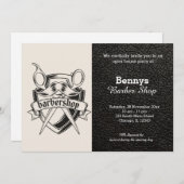 バーバーショップレザーはオープン日に見える 招待状 (正面/裏面)