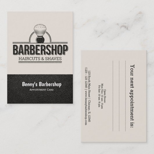 バーバーショップレザールックアポイントメントカード 予約カード (正面/裏面)