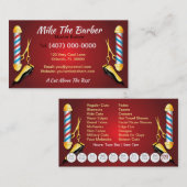 バーバーショップロイヤリティカード(理容師ポールとクリッパー) 名刺 (正面/裏面)