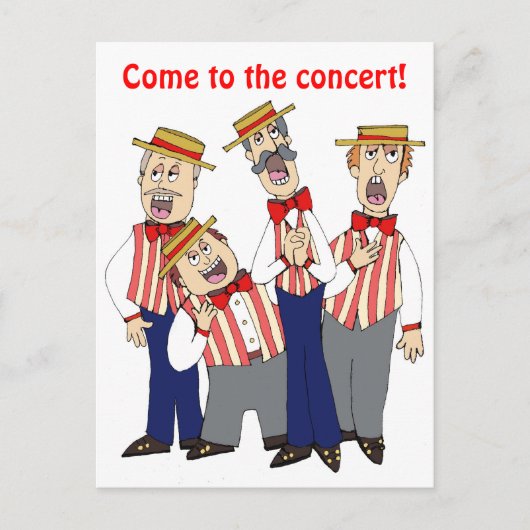 バーバーショップ漫画四重奏パーソナライズ招待状 インビテーションポストカード (正面)