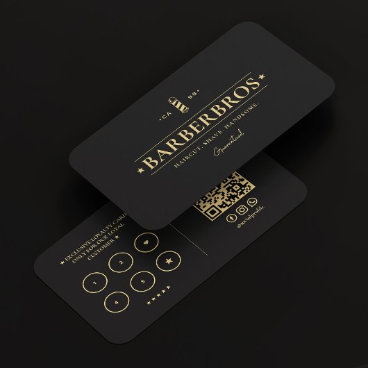 バーバーショップ理容師エレガントポールブラックロイヤリティ 名刺