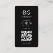 バーバーショップ理容師クラシックブラックシルバーポール 名刺 (裏面)