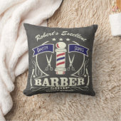 バーバーショップ理容師ヒップスタースタイリストポールレッドブルー クッション (ブランケット)