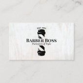 バーバーショップ理容師ポールアポイントメントリマインダーウッド 名刺 (正面)