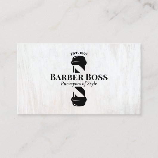 バーバーショップ理容師ポールアポイントメントリマインダーウッド 名刺 (正面)