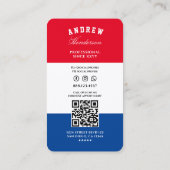 バーバーショップ理容師赤白青 モダン 名刺 (裏面)