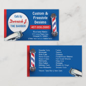 バーバーショップ理容師(理容師ポールとクリッパー) 名刺 (正面/裏面)