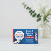 バーバーショップ理容師(理容師ポールとクリッパー) 名刺 (スタンド正面)