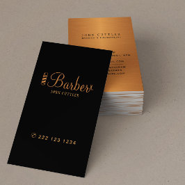 バーバーショップ金ゴールドシザーポール理容師プロモーション 名刺