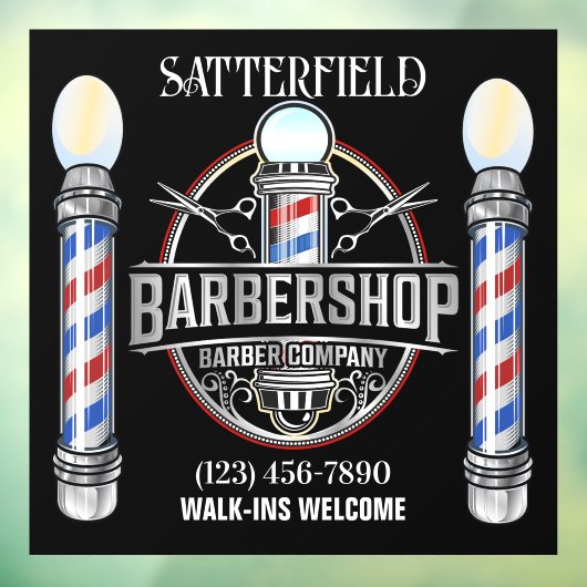 バーバーショップ ウィンドウ クリング ウィンドウサイン (シート3)