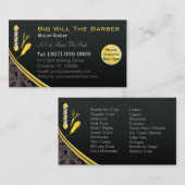 バーバーショップ(カスタマイズ可能な理容師ポール、クリッパー) 名刺 (正面/裏面)