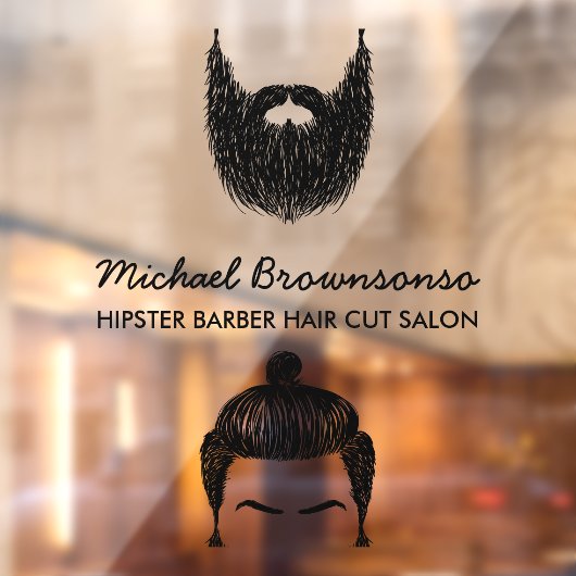 バーバーショップ ヒップスター ヒゲ 髭 口ひげ ビジネス ウィンドウサイン (シート2)