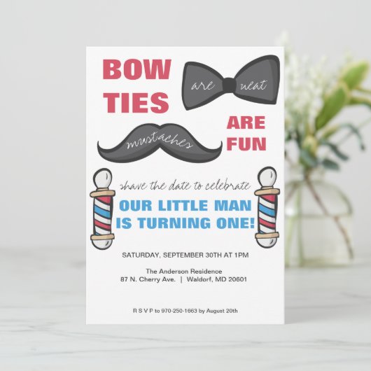 バーバーショップ　ファーストバースデーパーティー招待状 招待状 (スタンド正面)