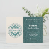 バーバーショップ ブルージーンズ テクスチャ オープン デー 招待状 (スタンド正面)