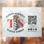 バーバーショップ ロイヤルクラウン バーバー ポール ヘアサロン QR ウィンドウサイン (シート2)