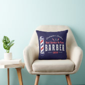 バーバーショ最高のップスタイリスト理容師ブルーモノグラム クッション (椅子)