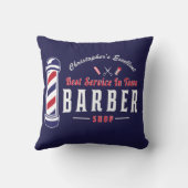 バーバーショ最高のップスタイリスト理容師ブルーモノグラム クッション (裏面)