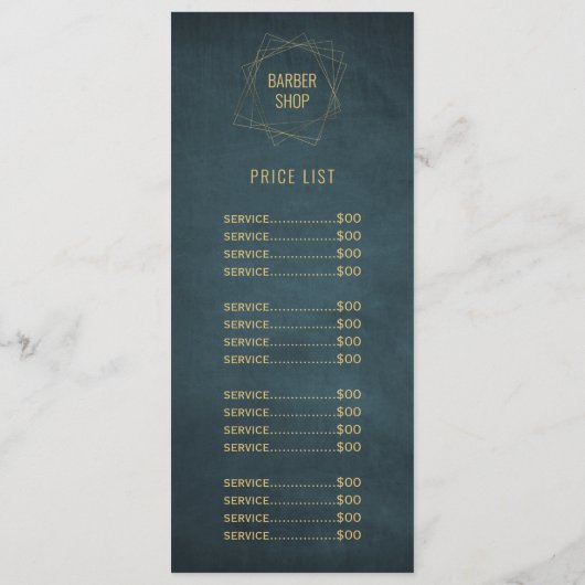 バーバーバーエレガントショップヴィンテージ金ゴールドと海軍サービス メニュー (裏面)