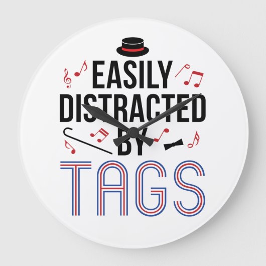 バーバーバーショップカルテットがラベルに気を散らす ラージ壁時計 (正面)